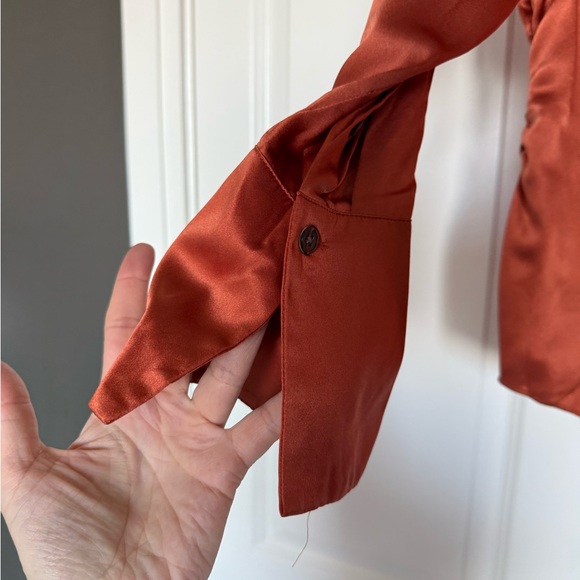 Banana Republic 100% Silk Terracotta Belay Wide-Leg Pants and Button Down - Picture 11 of 15